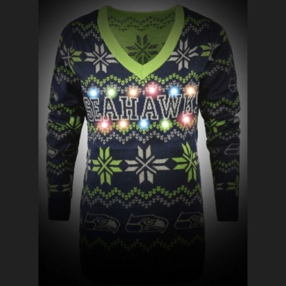 NFL Seattle Seahawks Light Up V-Neck Bluetooth Sweater - Picture 2 of 2